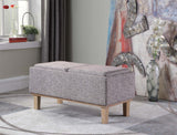 Gray Linen Look and Natural Storage Bench with Tray
