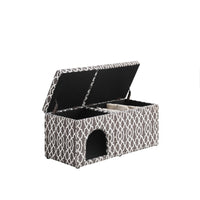 Gray Brown Lattice Storage Bench with Pet Bed