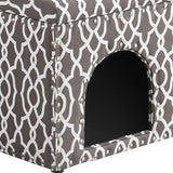 Gray Brown Lattice Storage Bench with Pet Bed
