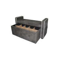 Olive Gray Suede Shoe Storage Bench with Drawer