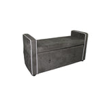 Olive Gray Suede Shoe Storage Bench with Drawer