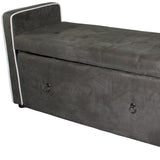 Olive Gray Suede Shoe Storage Bench with Drawer