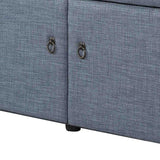 Blue Gray Linen Look Double Door Shoe Storage Bench
