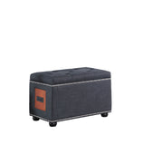 Charcoal Gray Tufted Storage Ottoman with Charging Station