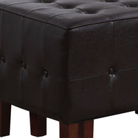 Set of Two Brown Faux Leather Tufted Stackable Ottomans