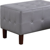 Set of Two Gray Faux Leather Tufted Stackable Ottomans