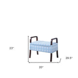Blue and White Vanity Seat with Wooden Handles