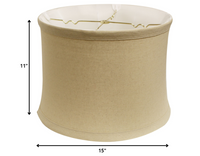15" Rosewood Drum Trimmed Linen Lampshade