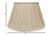 12" Cream Slanted Paperback Linen Lampshade with Box Pleat