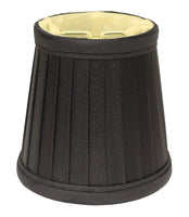 4" Black and Gold Set of 6 Slanted Pleat Chandelier Silk Lampshades