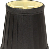 4" Black and Gold Set of 6 Slanted Pleat Chandelier Silk Lampshades