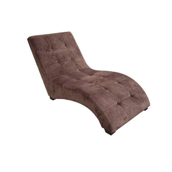 52" Brown Faux Suede Curved Chaise Lounge Accent Chair