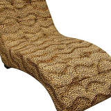 52" Leopard Print Faux Suede Curved Chaise Lounge Accent Chair