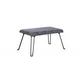 31" Blue and Cream Postcard Upholstered Folding Bench