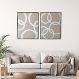 Set of Two Blush and White Abstract Circles Framed Canvas Wall Art