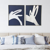 Set of Two Bold Blue and White Abstract Framed Canvas Wall Art