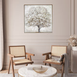 Neutral Gray and Tan Large Tree Canvas Wall Art