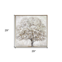 Neutral Gray and Tan Large Tree Canvas Wall Art