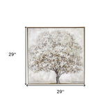 Neutral Gray and Tan Large Tree Canvas Wall Art