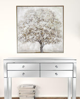 Neutral Gray and Tan Large Tree Canvas Wall Art