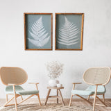 Set of Two Gray and White Fern Leaves Framed Canvas Wall Art
