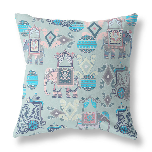 16" X 16" Gray And Pink Broadcloth Floral Throw Pillow