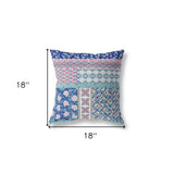 18? Blue Pink Patch Indoor Outdoor Throw Pillow
