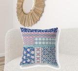 18? Blue Pink Patch Indoor Outdoor Throw Pillow