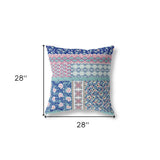 18? Blue Pink Patch Indoor Outdoor Throw Pillow