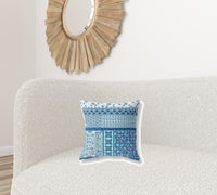 16? Blue White Patch Indoor Outdoor Throw Pillow