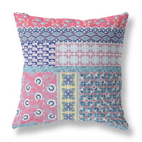 16? Pink Teal Patch Indoor Outdoor Throw Pillow