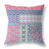 16? Pink Teal Patch Indoor Outdoor Throw Pillow