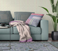 16? Pink Teal Patch Indoor Outdoor Throw Pillow