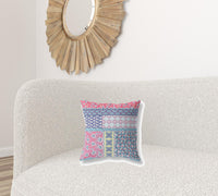 16? Pink Teal Patch Indoor Outdoor Throw Pillow