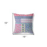 16? Pink Teal Patch Indoor Outdoor Throw Pillow