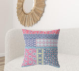 18? Pink Teal Patch Indoor Outdoor Throw Pillow