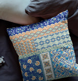 16? Navy Orange Patch Indoor Outdoor Throw Pillow