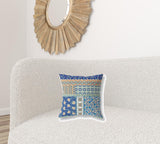 16? Navy Orange Patch Indoor Outdoor Throw Pillow