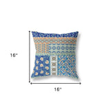 16? Navy Orange Patch Indoor Outdoor Throw Pillow