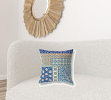 18? Navy Orange Patch Indoor Outdoor Throw Pillow