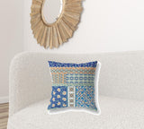 18? Navy Orange Patch Indoor Outdoor Throw Pillow