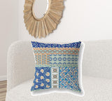 18? Navy Orange Patch Indoor Outdoor Throw Pillow