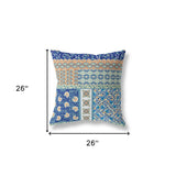 18? Navy Orange Patch Indoor Outdoor Throw Pillow