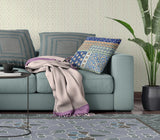 18? Navy Orange Patch Indoor Outdoor Throw Pillow