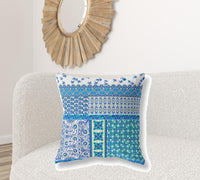 18? Turquoise Blue Patch Indoor Outdoor Throw Pillow