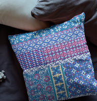 18? Navy Plum Patch Indoor Outdoor Throw Pillow
