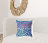 18? Navy Plum Patch Indoor Outdoor Throw Pillow