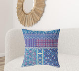 18? Navy Plum Patch Indoor Outdoor Throw Pillow