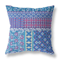 18? Navy Plum Patch Indoor Outdoor Throw Pillow