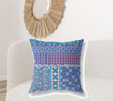 18? Navy Plum Patch Indoor Outdoor Throw Pillow